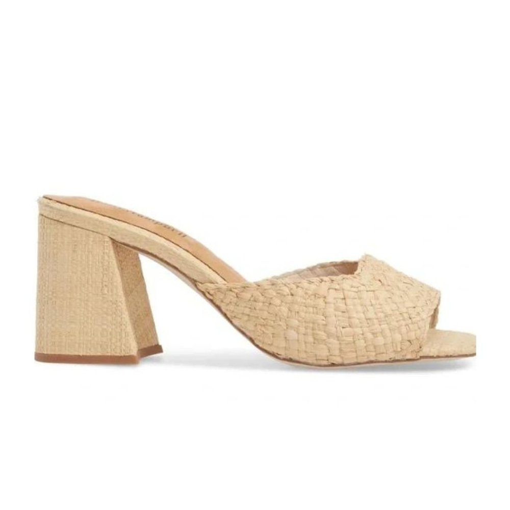 Jeffrey Campbell Melange Raffia Block Heel Sandal Size 7 Boho Bohemian